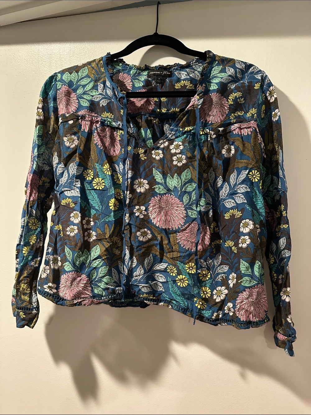 Floral Tie-Front Women’s Blouse - Multicolor